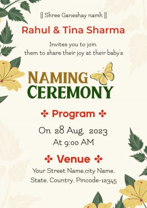 Naming Ceremony (Invitation) template