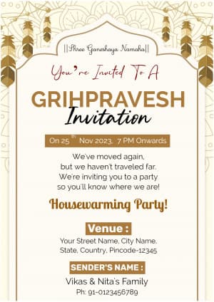 Home Inauguration (Invitation) flyer