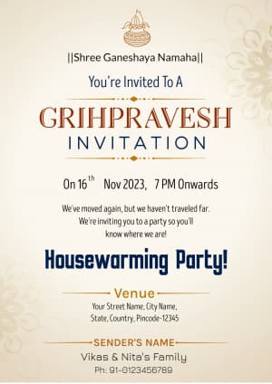 Home Inauguration (Invitation) banner