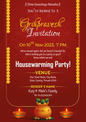 Home Inauguration (Invitation) poster