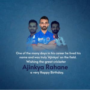 Ajinkya Rahane Birthday marketing flyer