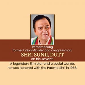 Sunil Dutt Jayanti marketing flyer