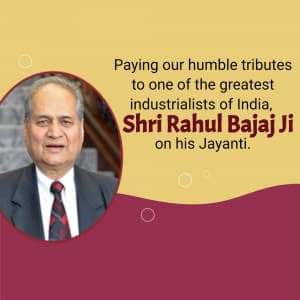 Rahul Bajaj Jayanti greeting image