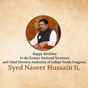 Syed Naseer Hussain Birthday marketing poster