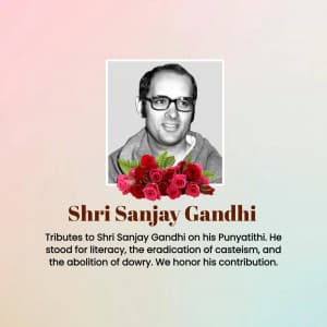 Sanjay Gandhi Punyatithi whatsapp status poster