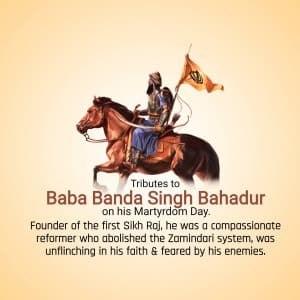 Banda Singh Bahadur Martyrdom Day Facebook Poster