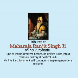 Maharaja  Ranjit Singh Punyatithi Facebook Poster