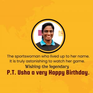 P. T. Usha Birthday event advertisement