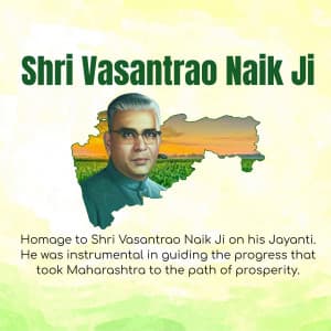 Vasantrao Naik Jayanti whatsapp status poster