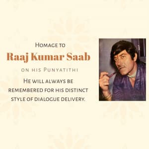 Raaj Kumar Punyatithi event advertisement