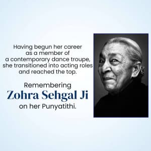 Zohra Sehgal Punyatithi greeting image