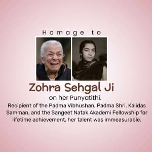 Zohra Sehgal Punyatithi marketing poster