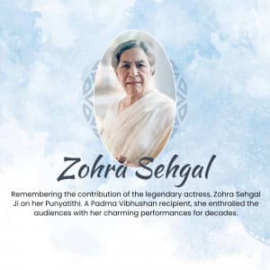 Zohra Sehgal Punyatithi Facebook Poster