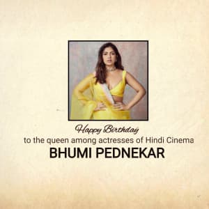 Bhumi Pednekar Birthday flyer