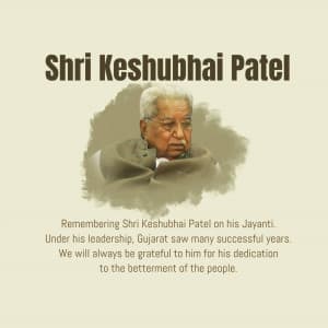 Keshubhai Patel Jayanti marketing flyer