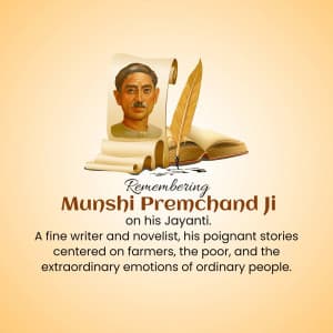 Munshi Premchand Janm Jayanti whatsapp status poster