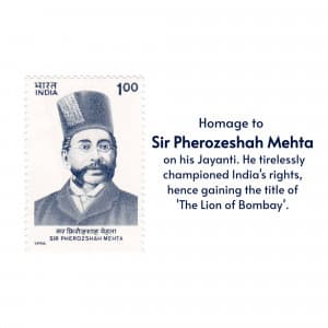 Sir Pherozeshah Merwanjee Mehta KCIE Jayanti marketing flyer