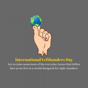 International Lefthanders Day whatsapp status poster