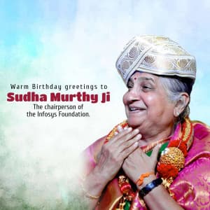 Sudha Murthy Birthday whatsapp status poster