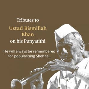 Ustad Bismillah Khan Punyatithi graphic
