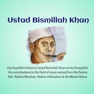 Ustad Bismillah Khan Punyatithi creative image