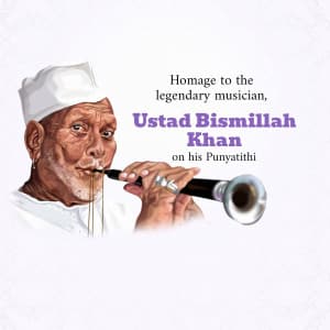 Ustad Bismillah Khan Punyatithi poster Maker