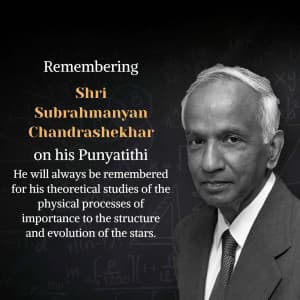 Subrahmanyan Chandrasekhar Punyatithi whatsapp status poster