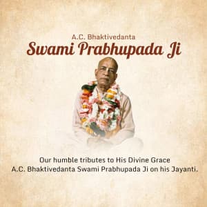 A. C. Bhaktivedanta Swami Prabhupada event advertisement