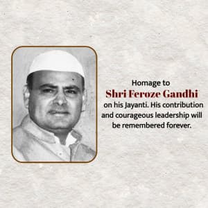 Feroze Gandhi Jayanti poster