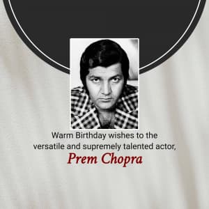 Prem Chopra Birthday flyer