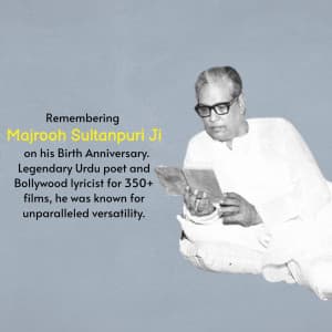 Majrooh Sultanpuri Jayanti flyer