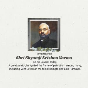 Shyamji Krishna Varma Jayanti flyer
