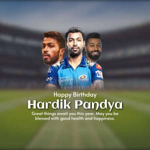 Hardik Pandya Birthday illustration