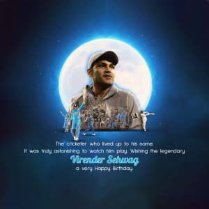 Virender Sehwag Birthday event poster