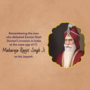 Maharaja Ranjit Singh Jayanti marketing flyer