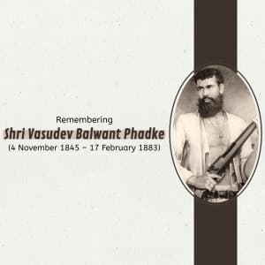 Vasudev Balwant Phadke Jayanti whatsapp status poster