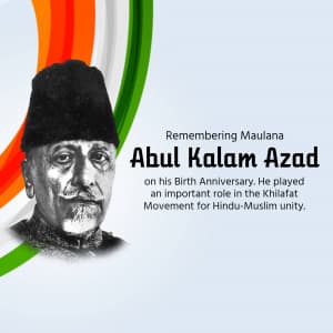 Abul Kalam Azad Birth Anniversary whatsapp status poster