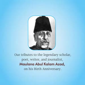 Abul Kalam Azad Birth Anniversary Facebook Poster