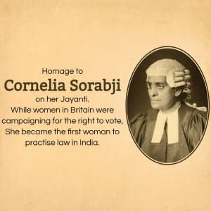 Cornelia Sorabji Jayanti Facebook Poster