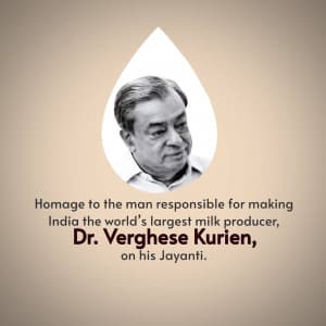 Verghese Kurien Jayanti whatsapp status poster