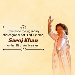 Saroj Khan Birth Anniversary marketing flyer