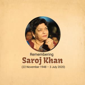 Saroj Khan Birth Anniversary whatsapp status poster