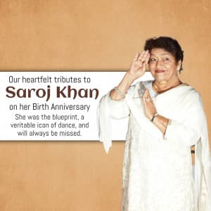 Saroj Khan Birth Anniversary Facebook Poster