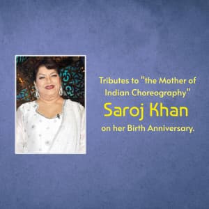 Saroj Khan Birth Anniversary event advertisement