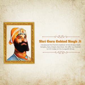Guru Gobind Singh Gurgaddi Diwas poster Maker
