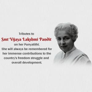 Vijaya Lakshmi Pandit Punyatithi graphic