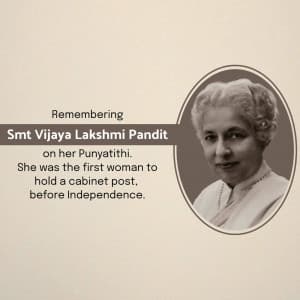 Vijaya Lakshmi Pandit Punyatithi marketing flyer