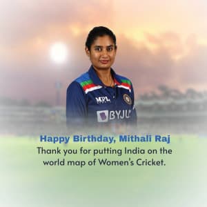Mithali Raj Birthday marketing flyer