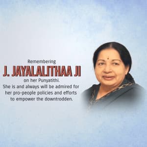 J. Jayalalithaa Punyatithi marketing poster