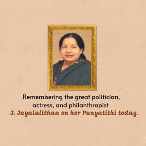 J. Jayalalithaa Punyatithi creative image